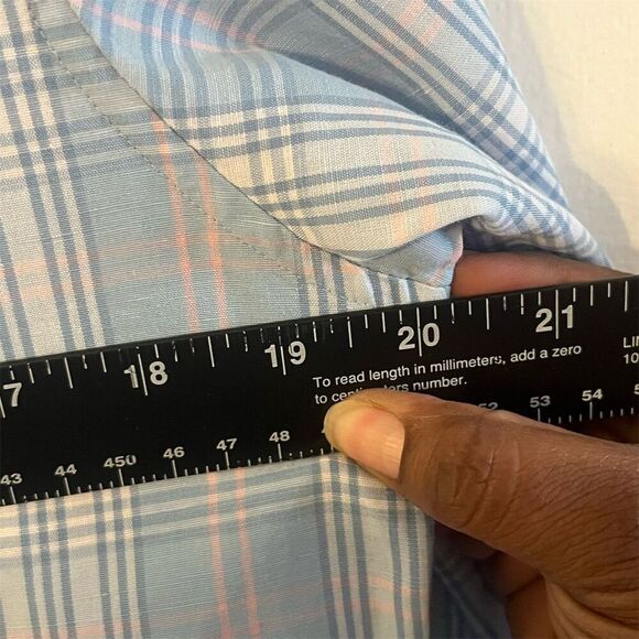 Vineyard Vines Men's Linen Blend Classic Fit Murray Plaid Shirt Blue/Pink Size S - Picture 6 of 7